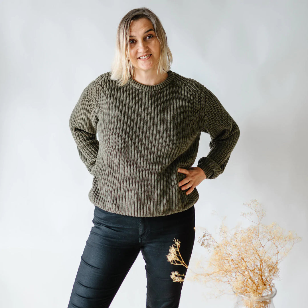 Chunky Knit Sweater | Adult | Army Green
