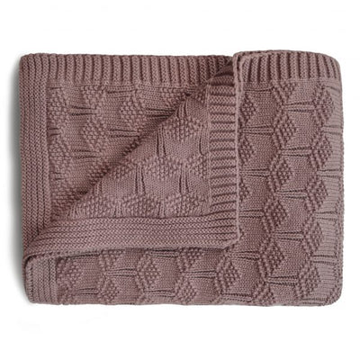 Knitted Honeycomb Baby Blanket | Desert Rose