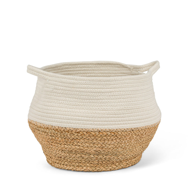 Large Rope Basket with Handles, 9"H
