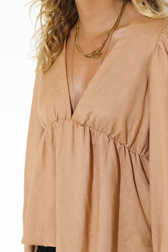 MADISON THE LABEL | Florence Top | Camel