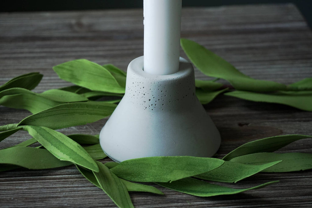Modern Taper Candle Holder - Natural Concrete