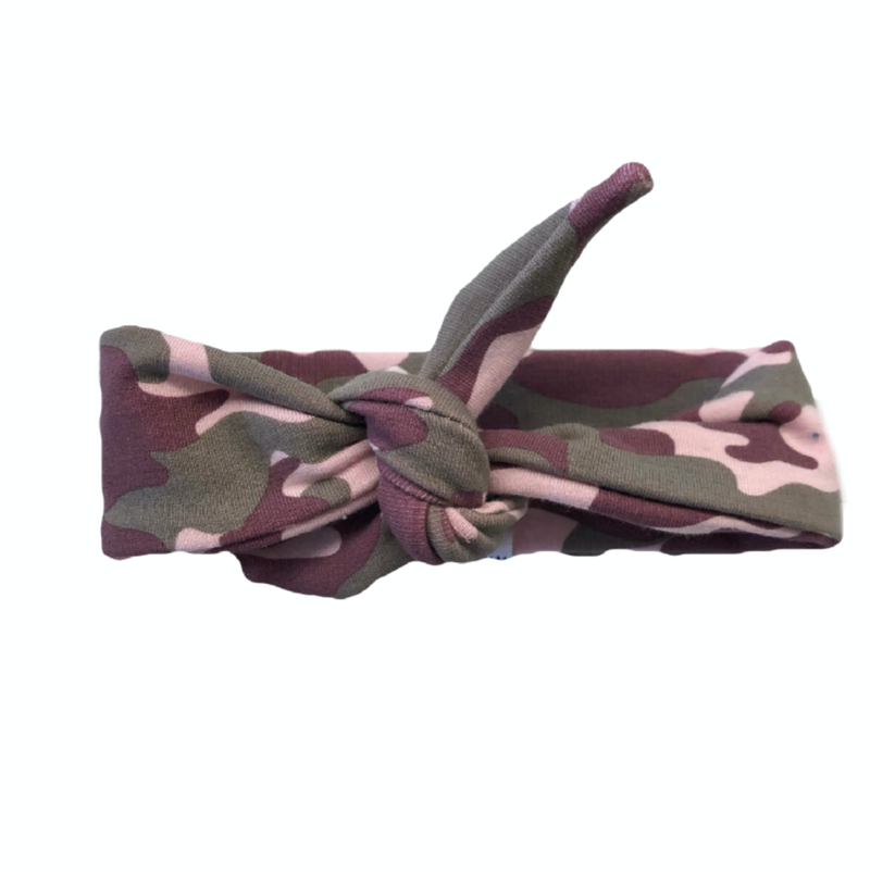 Portage & Main Top Knot Headband (Pink Camo)