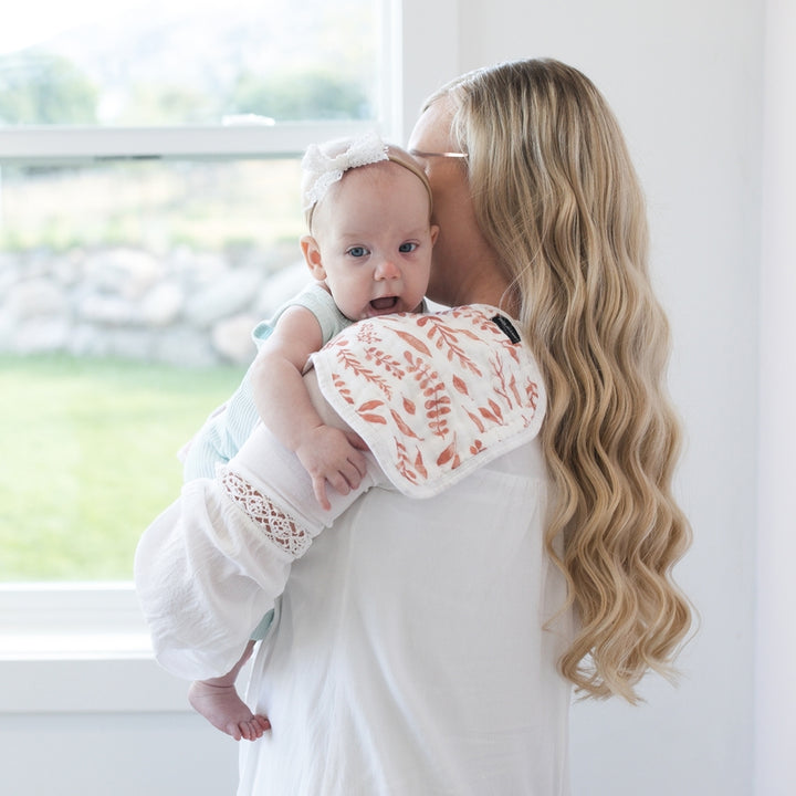 Pink Leaves & Cotton Candy Classic Muslin Burp Cloth Set