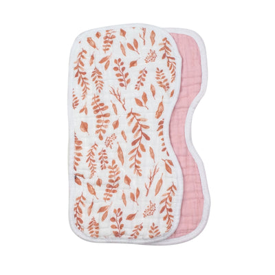 Pink Leaves & Cotton Candy Classic Muslin Burp Cloth Set