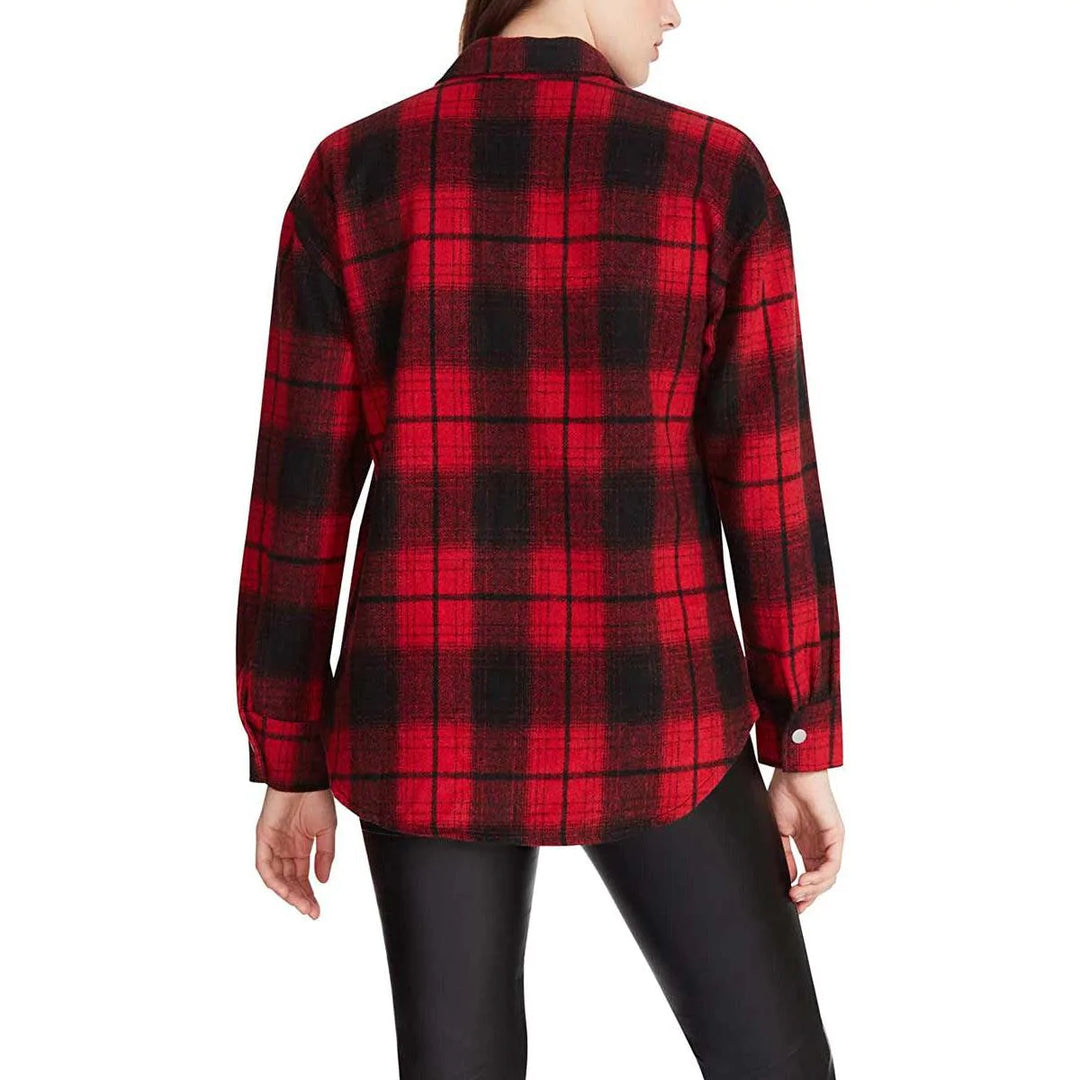 STEVE MADDEN | Sophia Plaid Shacket | Red