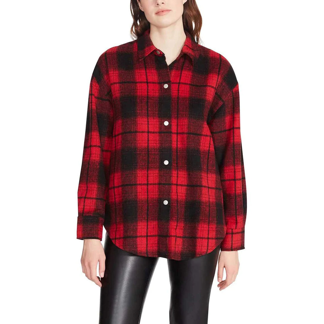 STEVE MADDEN | Sophia Plaid Shacket | Red