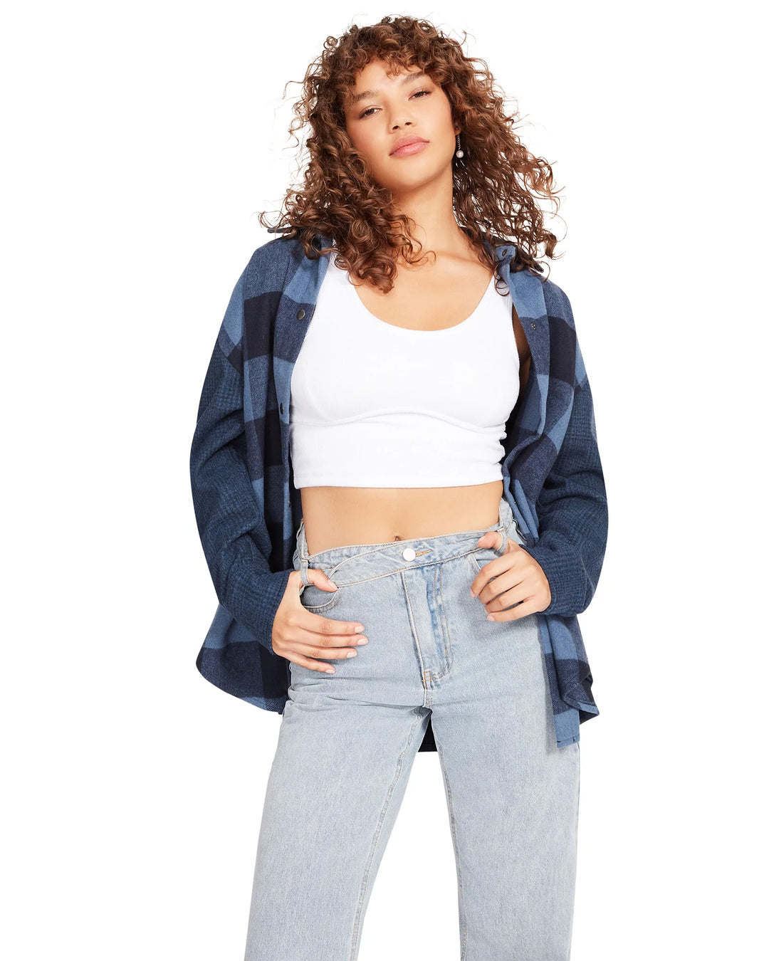 STEVE MADDEN | Sophia Blocked Shacket | Navy