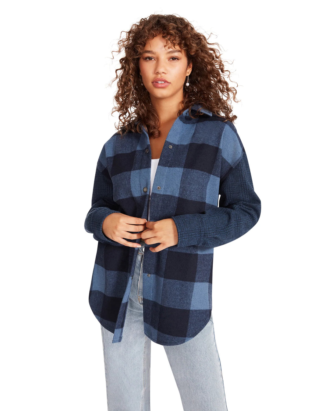 STEVE MADDEN | Sophia Blocked Shacket | Navy