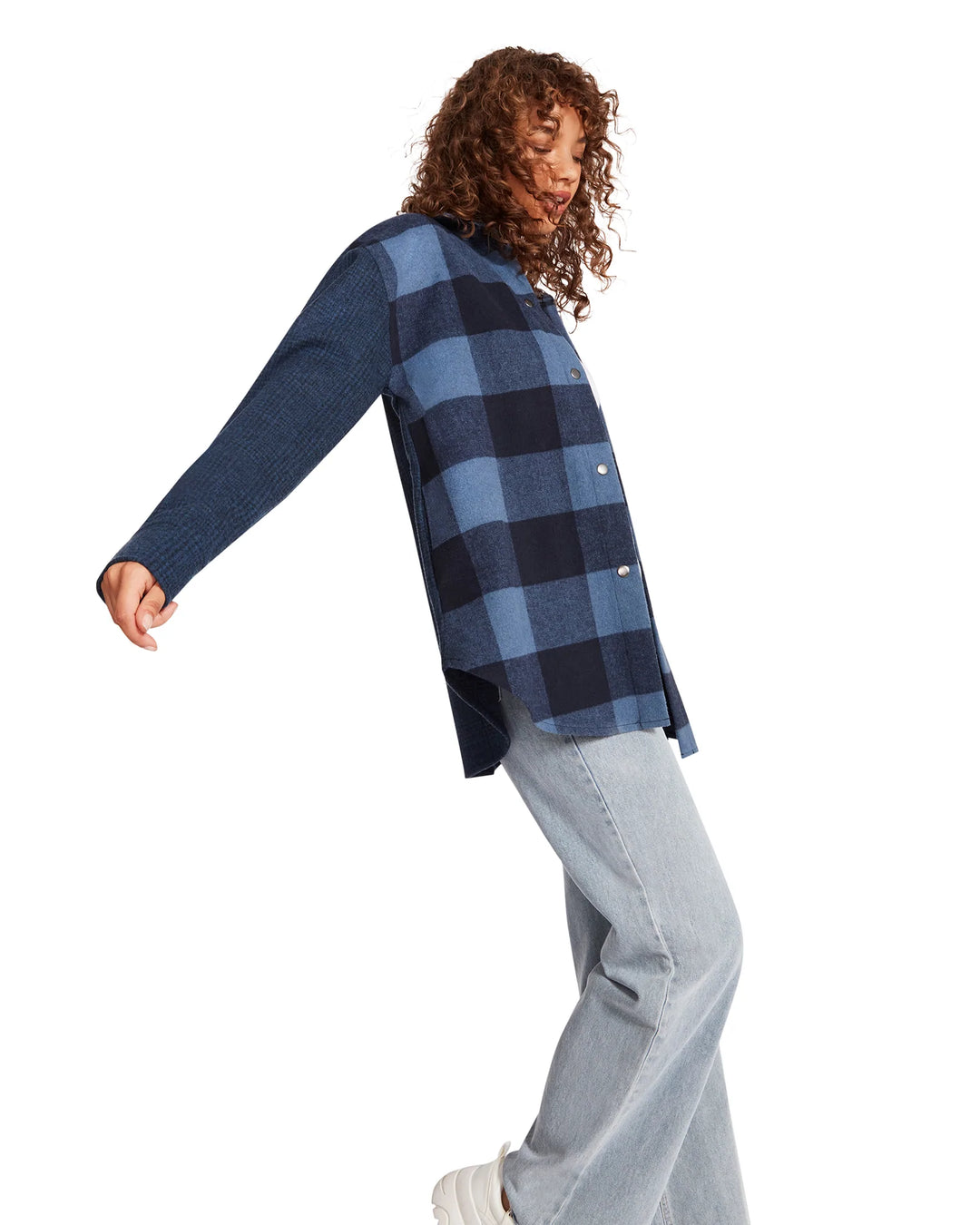 STEVE MADDEN | Sophia Blocked Shacket | Navy