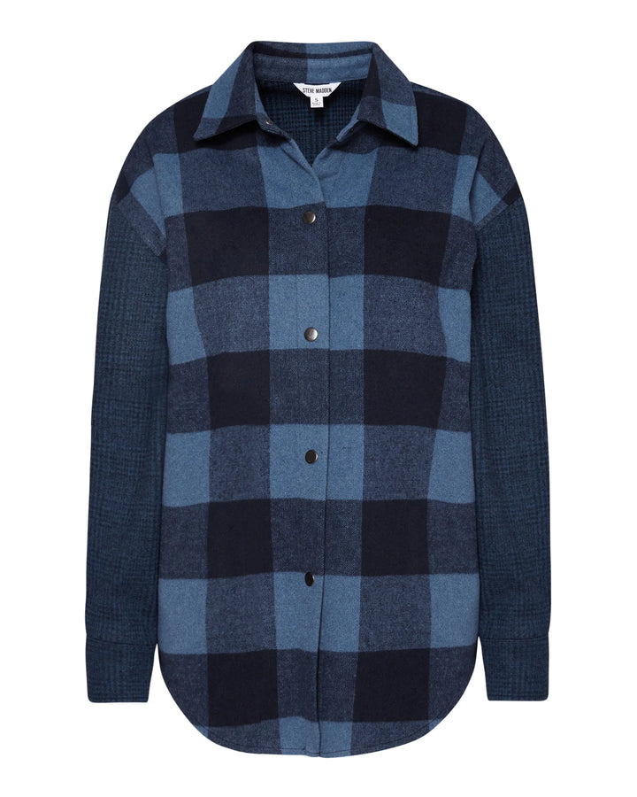 STEVE MADDEN | Sophia Blocked Shacket | Navy