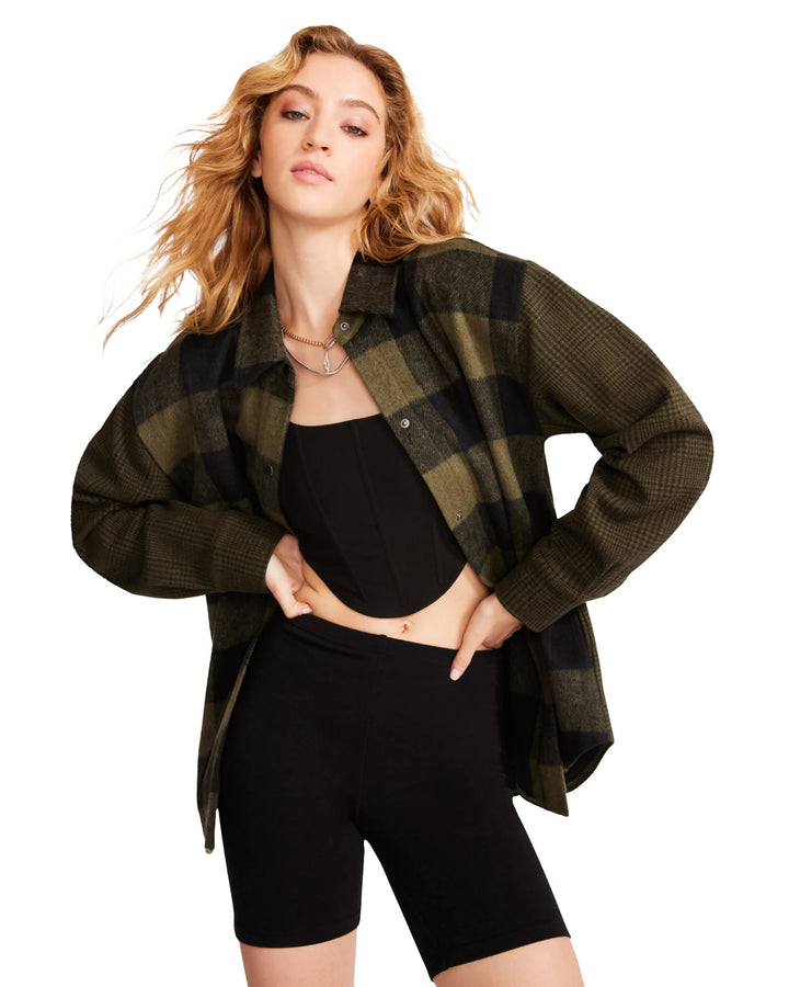 STEVE MADDEN | Sophia Blocked Shacket | Sage