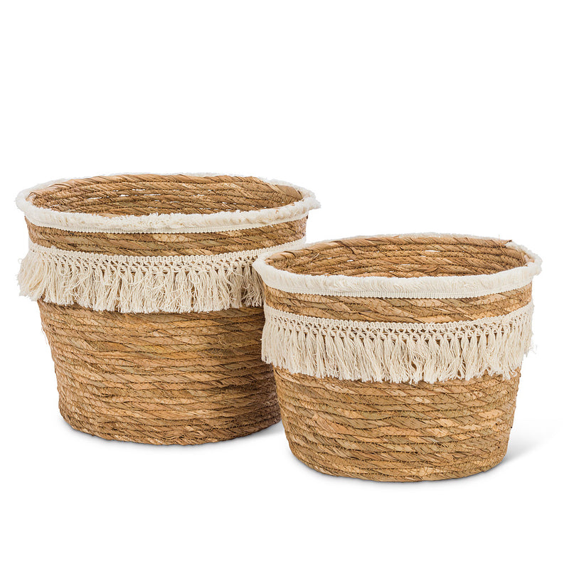 Set of 2 Baskets with Fringe