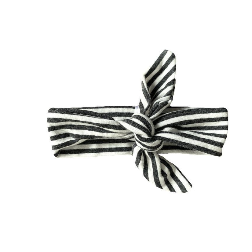Portage & Main | Kid's Top Knot Headband (Charcoal Striped)
