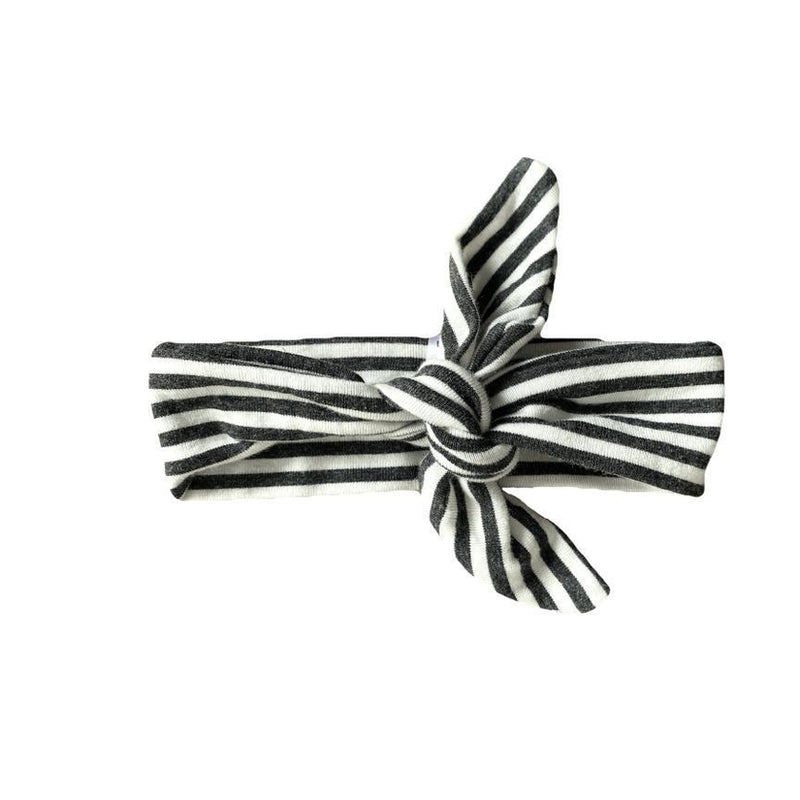 Portage & Main Top Knot Headband (Charcoal Striped)