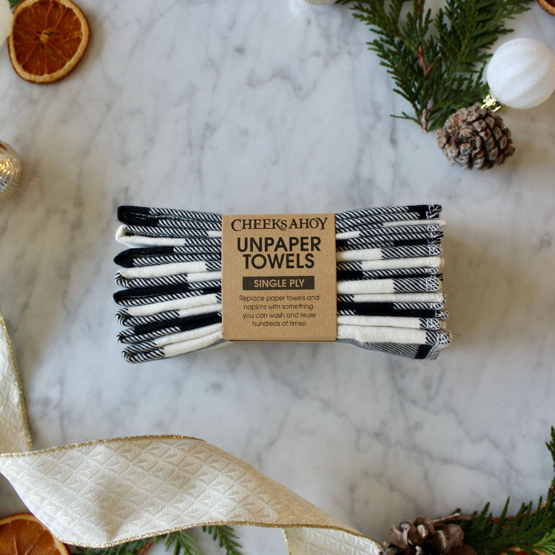 Cheeks Ahoy | Unpaper Towels - Single Ply - White & Black Check