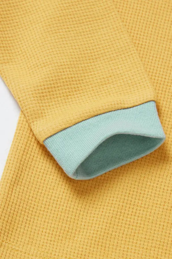 Ochre Recycled Long Sleeve Waffle Top