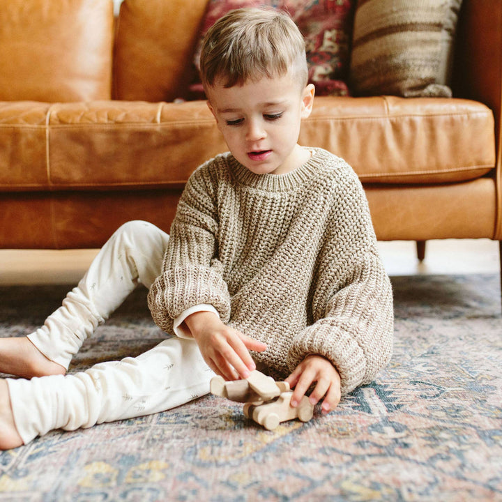 Goumikids | Baby/Kids Organic Cotton Chunky Knit Sweater - Pecan