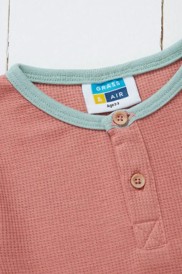 Rose Recycled Long Sleeve Waffle Top