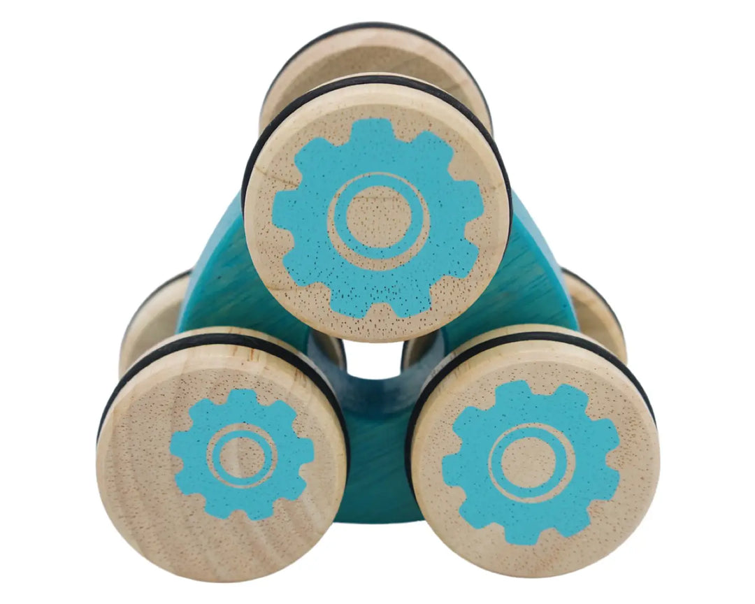 BEGIN AGAIN TOYS - Tumbler 3 Wheel Push Toy | Blue or Red