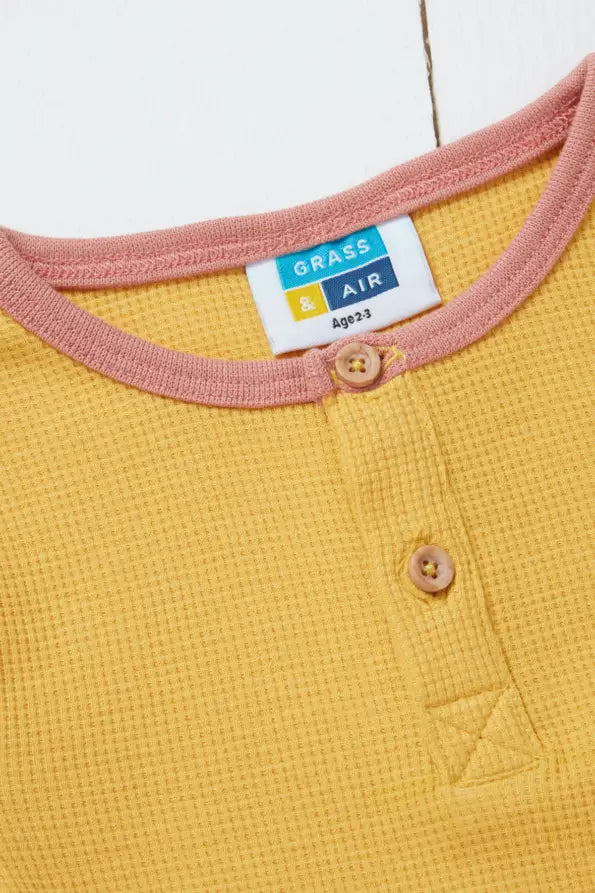 Ochre Recycled Long Sleeve Waffle Top