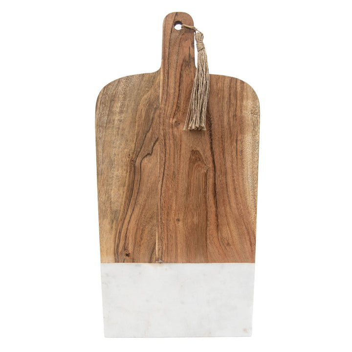 Lawson Cutting Board - White Marble & Acacia Wood