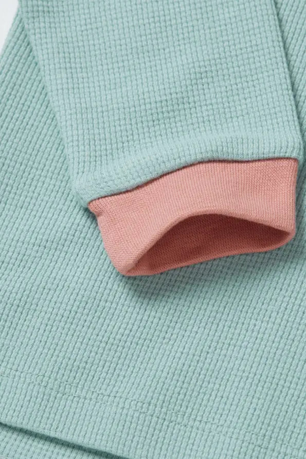 Pistachio Recycled Long Sleeve Waffle Top