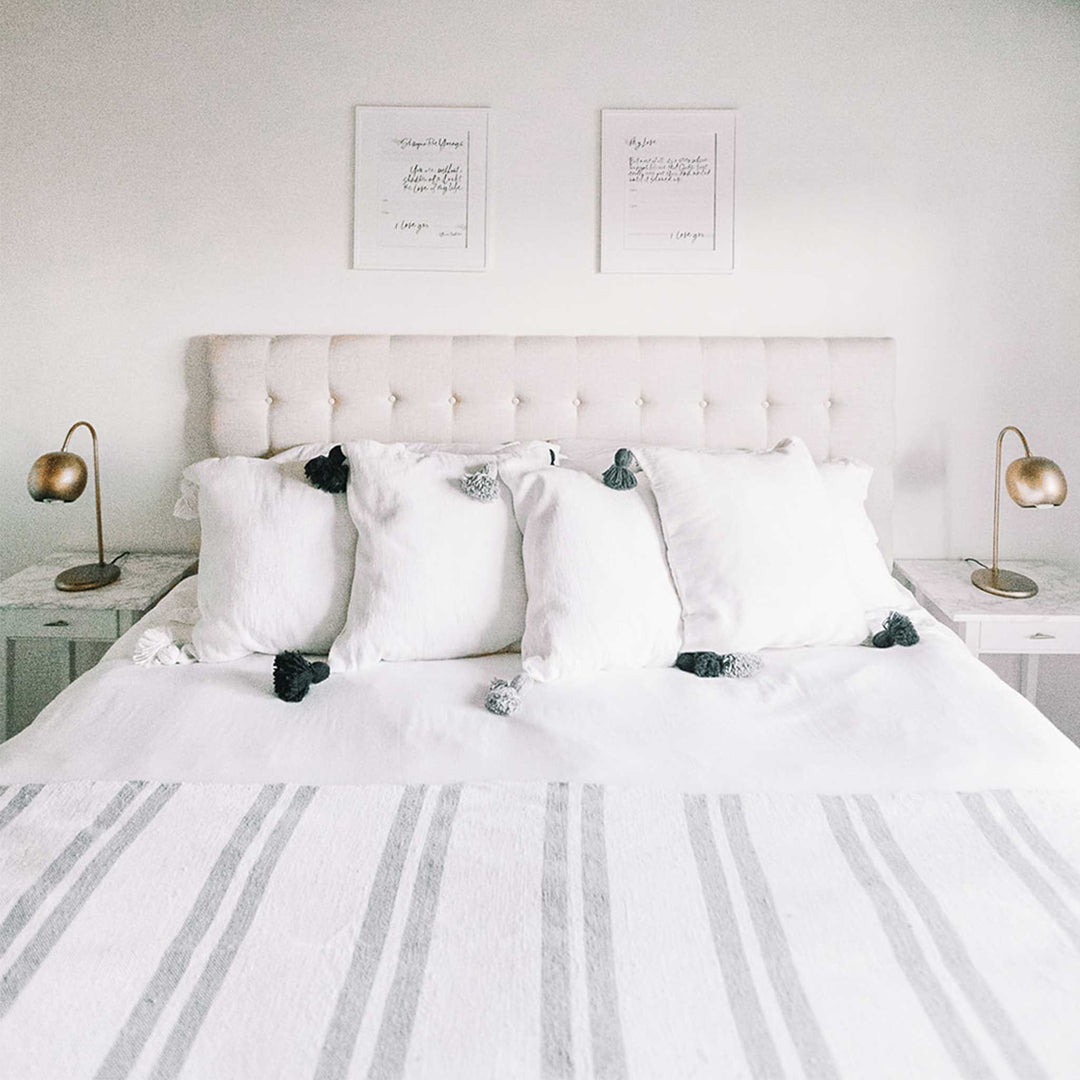 Pokoloko | Moroccan Pom Pom Throw - Racer White