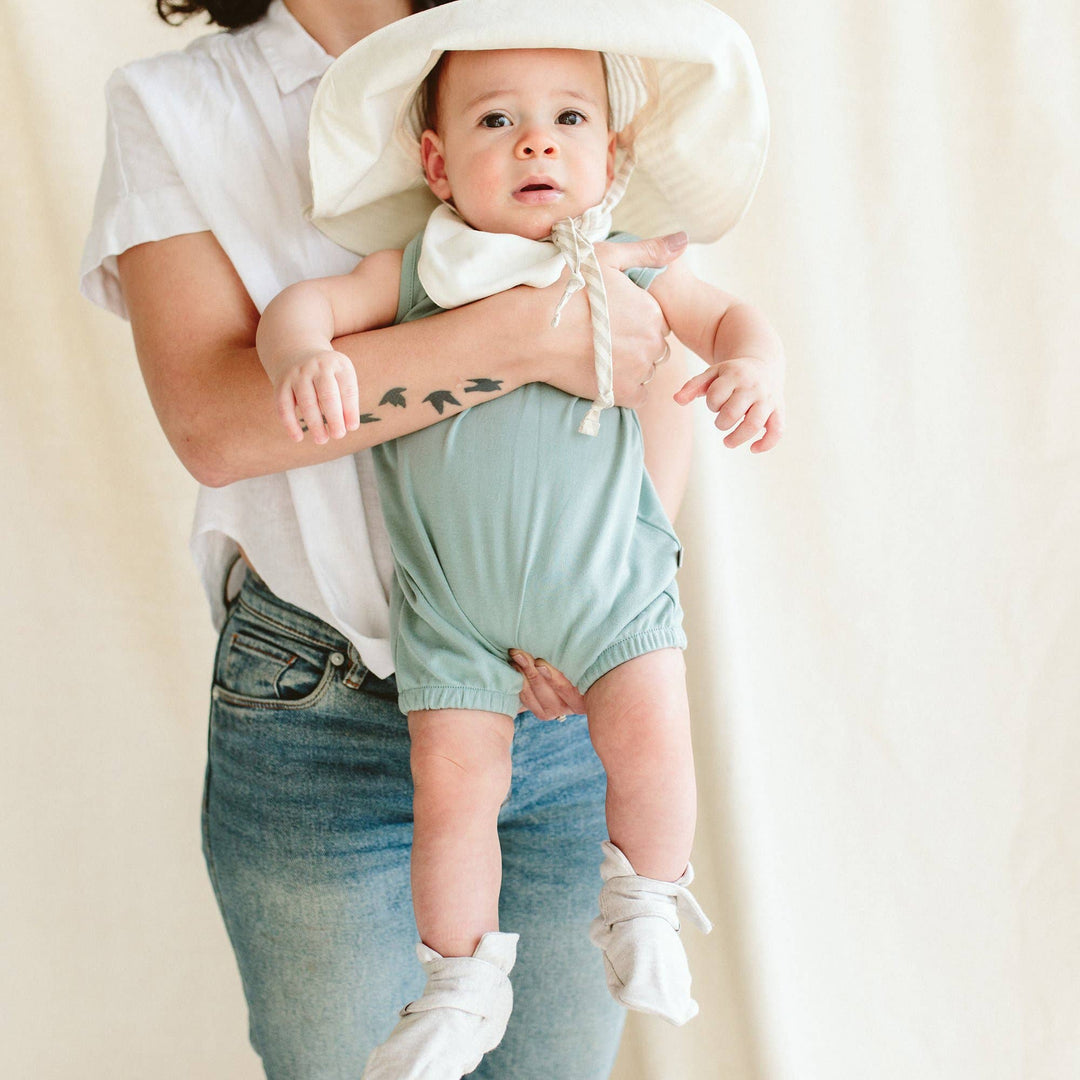 Bamboo Organic Cotton Romper - Sea Glass