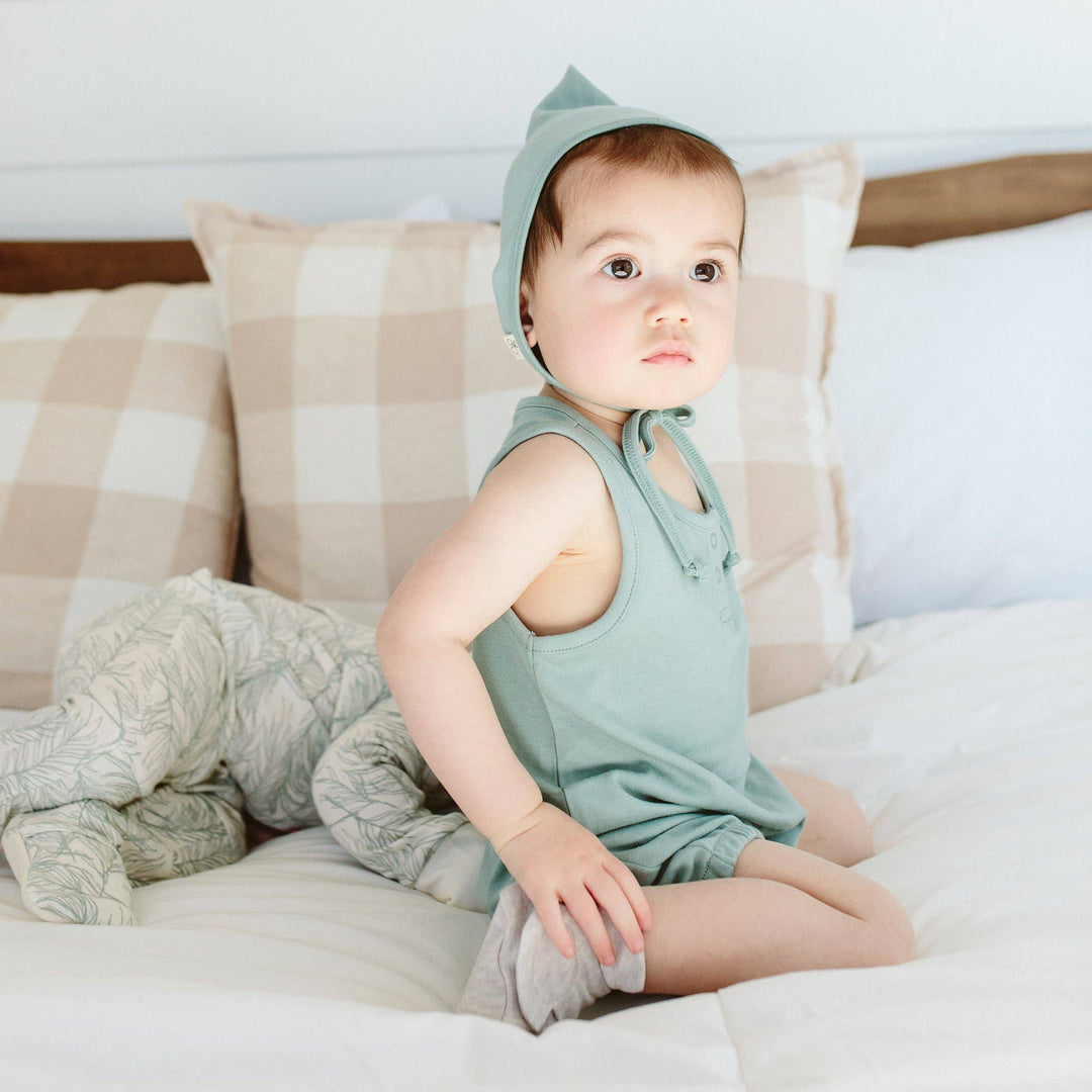 Bamboo Organic Cotton Romper - Sea Glass