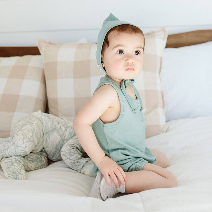 Bamboo Organic Cotton Romper - Sea Glass