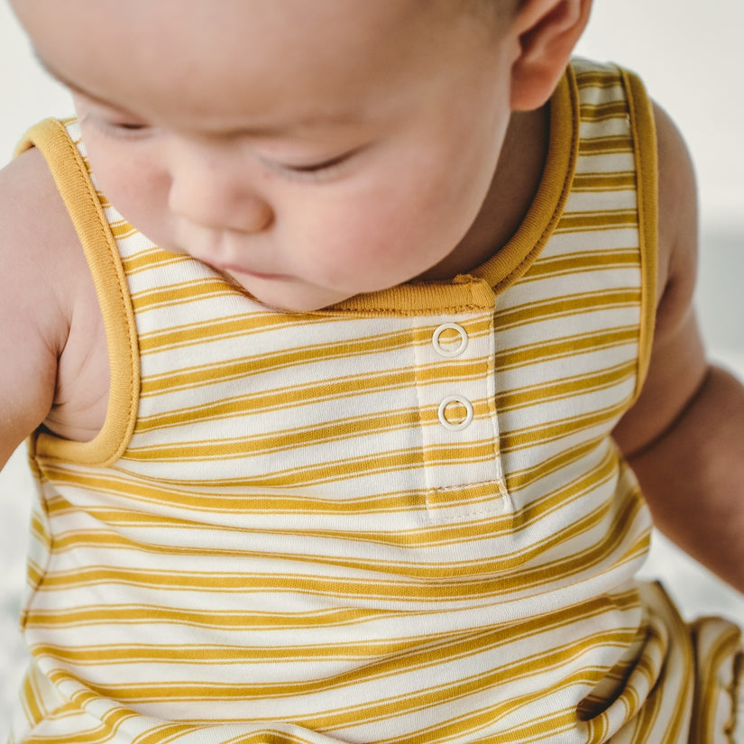 Bamboo Organic Cotton Romper - Sun Stripe