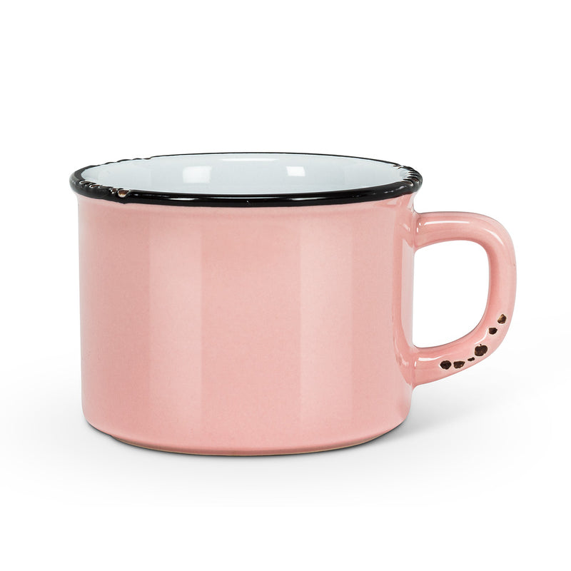 Enamel Look Cappuccino Cup - Pink