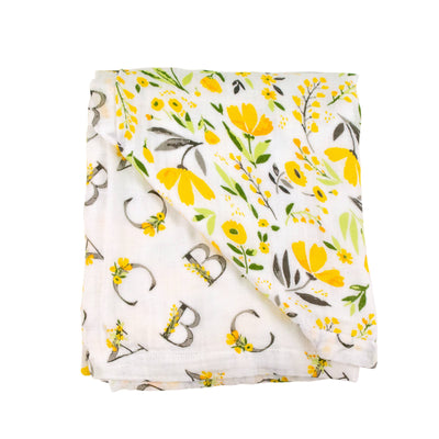 Royal Garden/Floral Alphabet Muslin Snuggle Blanket | 48" x 48"