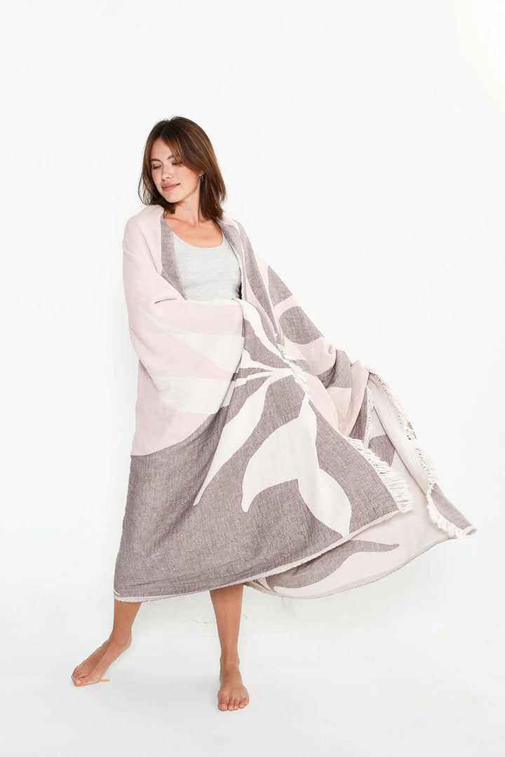 Tofino Towel | Terra Botanical Throw - Wine/Rose Smoke